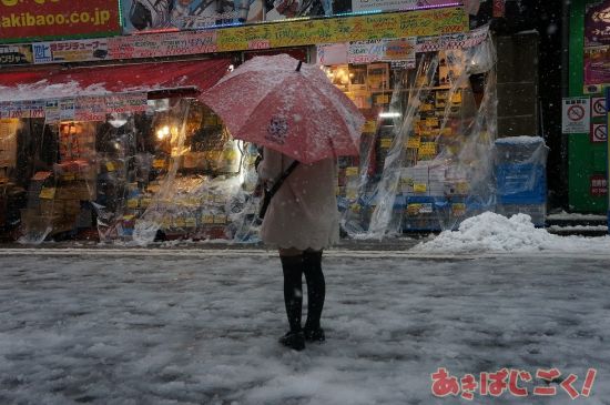 日本关东遭遇大雪天 圣地秋叶原变成大雪原