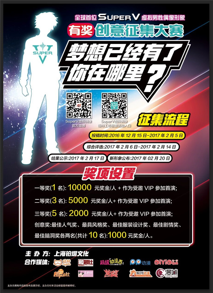 SuperV虚拟偶像男性形象创意有奖征集：赛程过半，今天你投稿了吗？